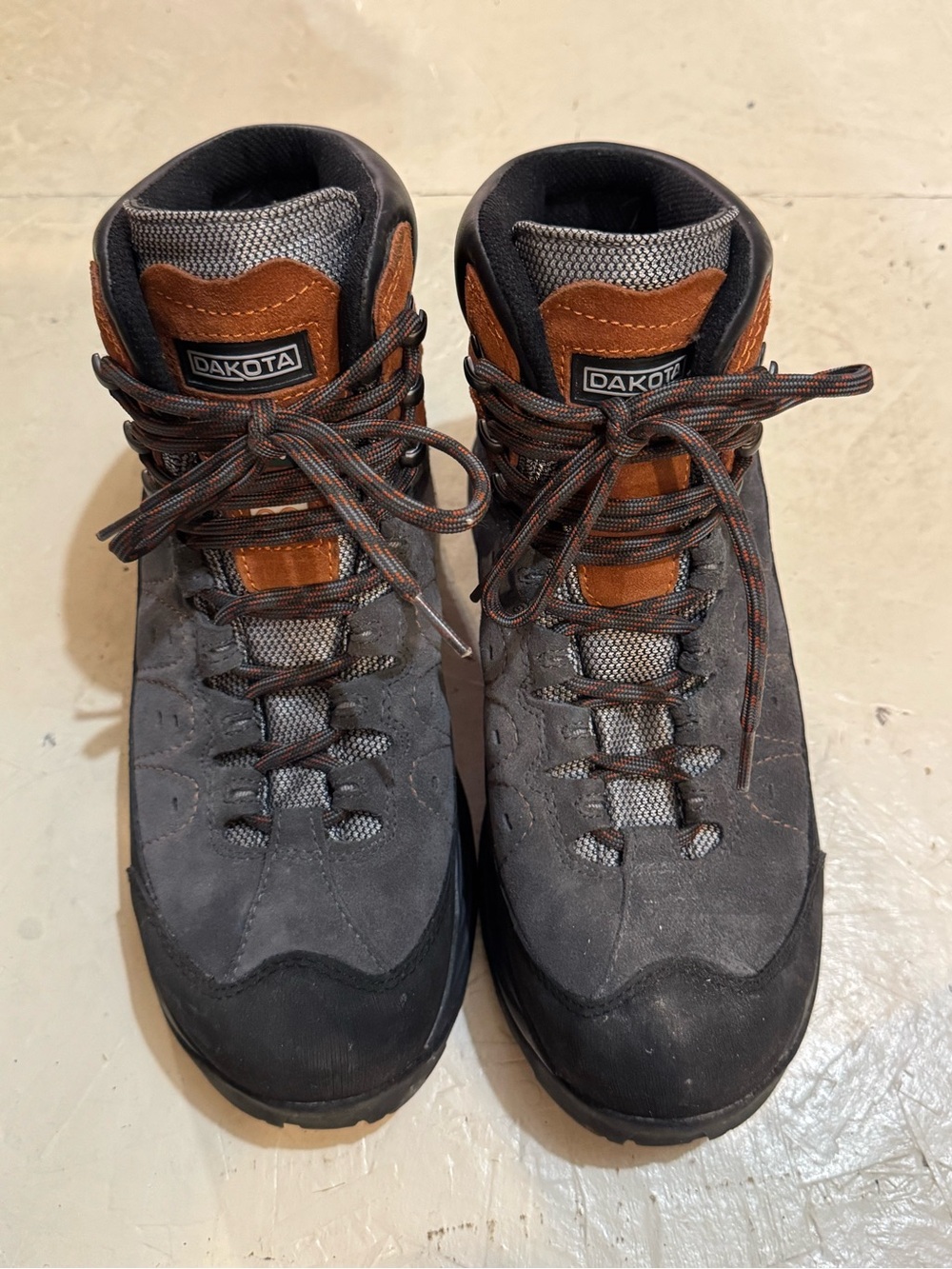 Dakota Men's Gray and Orange High Top Trail Hiking Boots Size 9.5